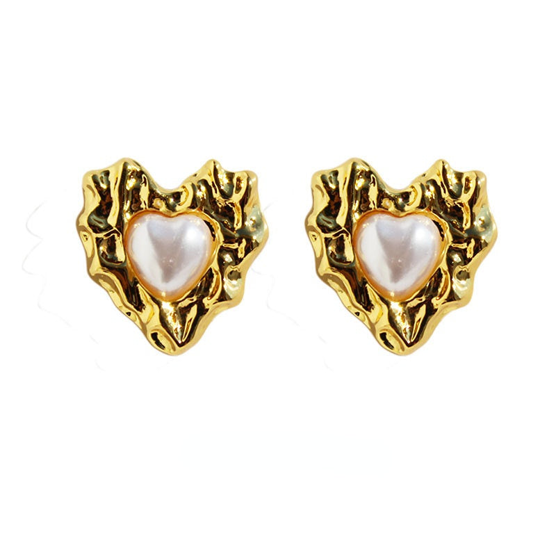 wholesale Collar de clavícula de perla de corazón de oro de cobre